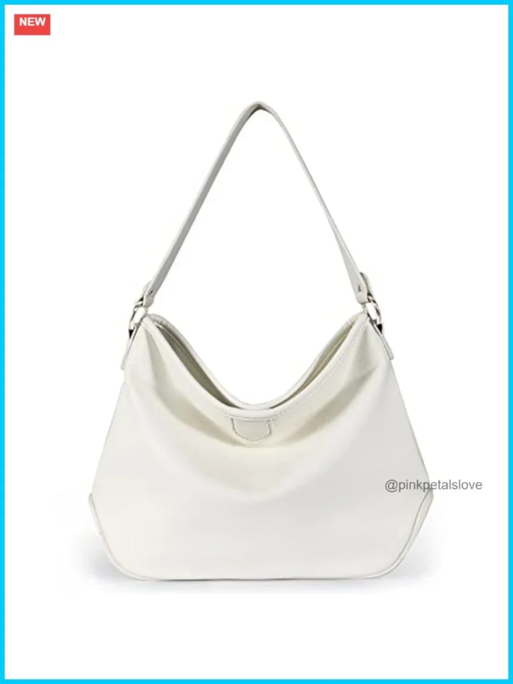 Vegan Leather Hobo Shoulder Bag Medium Lightweight Gold Hardware